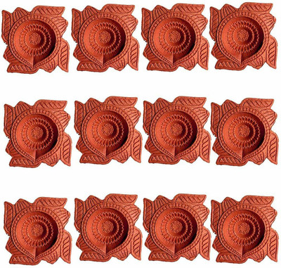 Z-Plus Terracotta (Pack of 12) Table Diya(Height: 2.5 inch)