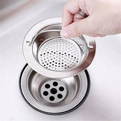 The Palku Kitchen Sink Stainless Steel Push Down Strainer(11 cm Set of 1)