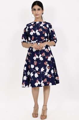 Matkewalaz Women A-line Black Knee Length Dress