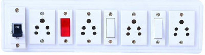OsmiumPro Heavy Duty PVC Extension Board (2 Switches,4 Sockets,1 Indicator & 1 MCB) 3 Meter Wire 6 A Three Pin Socket