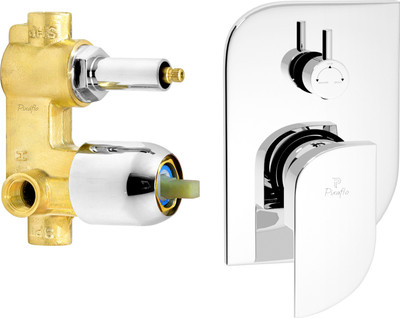 PIXAFLO Brass Single Lever 2 Inlet / 4 Way with Exposed Parts Kit (Chrome) (EXTANT) (Complete Set) High Flow Diverter Faucet(Wall Mount Installation Type)