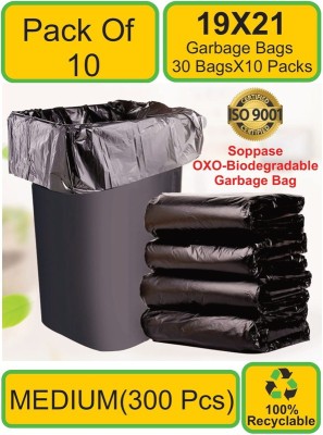 Soppase OXO-BioDegradeable Garbage Bag Small(19X21 Inch) (48X54 Cm) Black Pack Of 10 Rolls(Each Roll Has 30 Pcs) Medium 15 L Garbage Bag  Pack Of 270(270Bag )