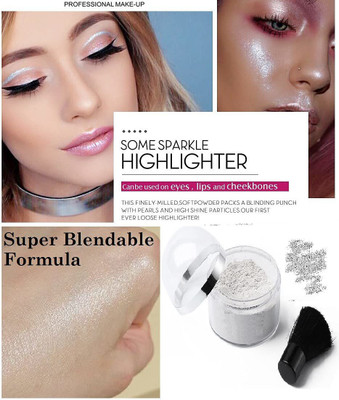 GFSU New Shimmer Finish Silver Highlighter Powder Highlighter(silver)