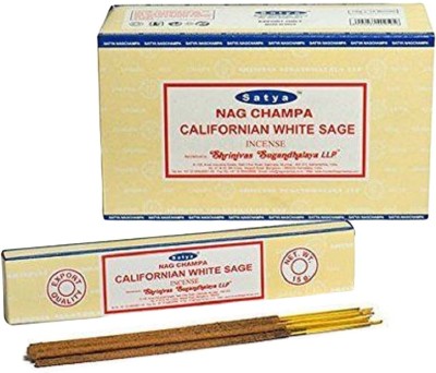 Quickcollection Satya Nag Champa Californian White Sage Masala Agarbatti Incense Stick Pack of 6 Long Lasting Fragrance (90 Units)(90, Set of 6)
