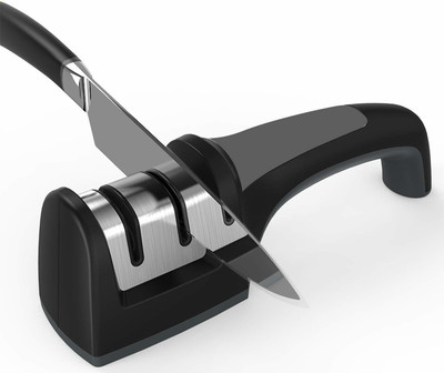 CRIYALE Knife Sharpener, Manual for Sharpening Dull Stainless Steel, 3 Stage Sharpening Tool, Sharpening Knife Sharpening Steel.(pack of 1) Knife Sharpening Steel(Stainless Steel)