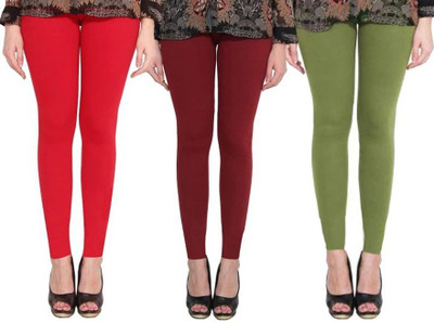KriSo Ankle Length  Western Wear Legging(Maroon, Red, Green, Solid)