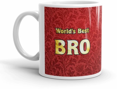 PrintZilla World's Best Bro Printed Best Birthday Gift for Brother Ceramic Coffee Mug(330 ml)