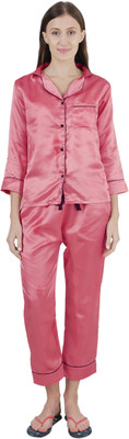 IWS FIT Women Solid Pink Top & Pyjama Set