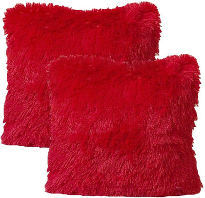 yo comfort HOME DECOR Microfibre Solid Cushion Pack of 2(Red)