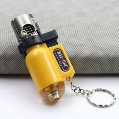 FASTIDIOUS Cylindrical Shaped Yellow Windproof Jet Flame Lighter with Fixed Fire Switch Refillable Pocket Lighter(Yellow)
