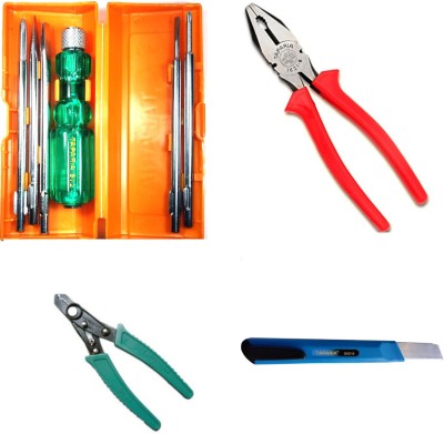 TAPARIA 1621-8 Pliers 210mm 812 5in1 Screw Driver Kit WS06 Wire Stripper SKE18 Snap off Cutter Pack of 4 Hand Tool Kit(4 Tools)