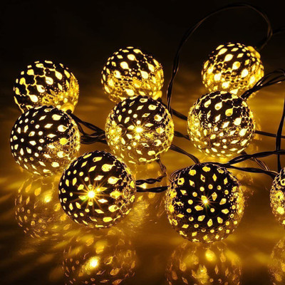 NIVISPLUS 14 LEDs 3.66 m Gold Steady Ball Rice Lights(Pack of 1)