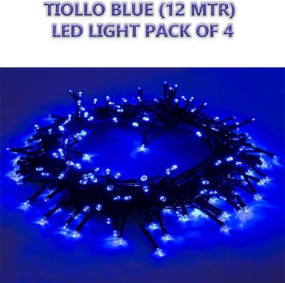 Tiollo 100 LEDs 10.01 m Blue Steady Bulb Rice Lights(Pack of 4)