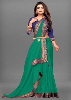 VBHP FASHION Solid/Plain Bollywood Jacquard, Art Silk Saree(Green)
