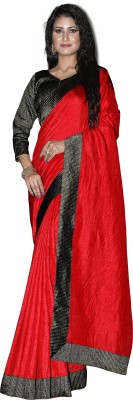 Pramila Fashion Solid/Plain Bollywood Art Silk Saree(Red)