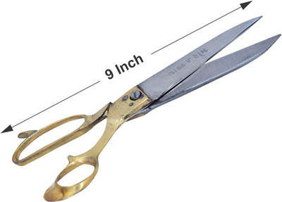 FitFlex PREMIUM STAINLESS STEEL 9 INCHES SEWING / TAILORING SCISSORS ( HEAVY MATERIAL WITH 100 PERCENT CARBON STEEL Scissors(Set of 1, Golden)