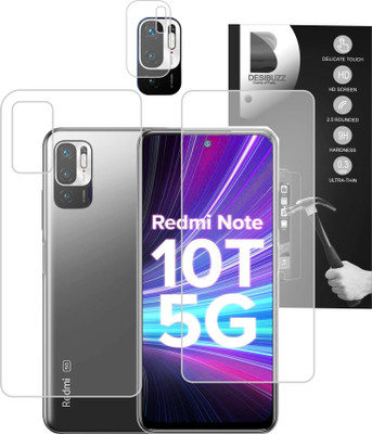 DESIBUZZ Front and Back Tempered Glass for REDMI Note 10T 5G, {Flexible}(Pack of 3)