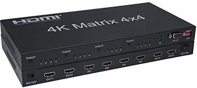 techut DMI Matrix Switch 4x4, HDMI Matrix Switcher Splitter 4 in 4 Out with EDID Extractor and IR Remote Control, Support HDR, HDMI 2.0b, HDCP 2.2, 4K@60Hz, 3D, YUV 4:4:4 Media Streaming Device(Black)