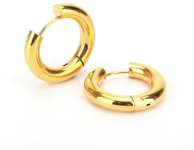RAUR Gold Bali Round Stainless Steel Stud Earring for Mens/Boys/Girls/Womens/Unisex (1 Pair) Metal Stud Earring, Hoop Earring