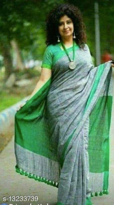 Asha Boutique Printed Daily Wear Pure Cotton Saree(Green)