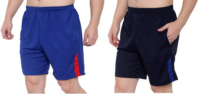 Zonecart Solid Men Light Blue, Dark Blue Regular Shorts