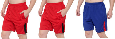 Zonecart Dyed/Washed Men Red, Light Blue, Red Basic Shorts