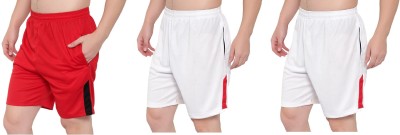 Zonecart Dyed/Washed Men Red, White, Red Basic Shorts