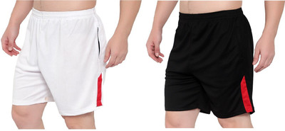 Zonecart Solid Men White, Black Regular Shorts