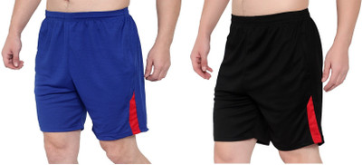 Zonecart Solid Men Light Blue, Black Regular Shorts