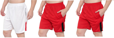 Zonecart Solid Men White, Red, Red Regular Shorts