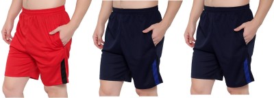 Zonecart Solid Men Red, Dark Blue, Dark Blue Regular Shorts