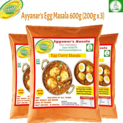 Ayyanar's Egg Curry Masala 600g | Egg Gravy and Roast Masala (200g x 3 pack)(3 x 200 g)