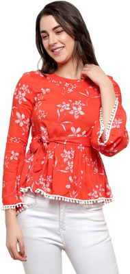 San'bae Casual Printed Women Red, White Top