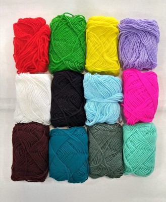 gofii Wool Ball Multicolour, Hand Knitting Art Craft Soft Fingering Crochet Hook Yarn, Needle Thread Dyed Project Work Mix 12 Pieces Set