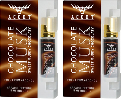 Acort Pack of 2 - Chocolate - Long lasting Concentrated Roll on Perfume - Attar Perfum Floral Attar(Chocolate)