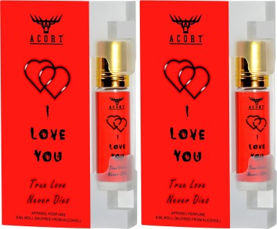 Acort Pack of 2 – I LOVE YOU - Long lasting Concentrated Roll on Perfume - Attar Perfume Floral Attar(Fruity)