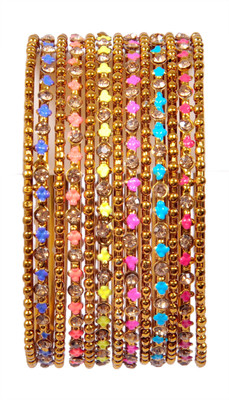 Rijoli Metal Zircon Bangle Set(Pack of 12)