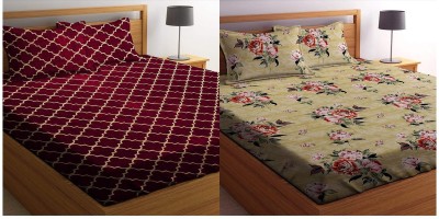 Amrange 144 TC Cotton Double Floral Flat Bedsheet(Pack of 2, Multicolor)