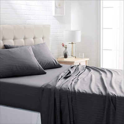 ROUGE 500 TC Cotton Double Printed Flat Bedsheet(Pack of 1, Grey)