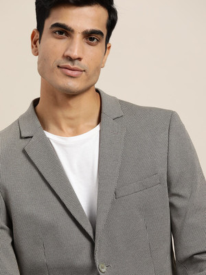 INVICTUS Self Design Single Breasted Casual Men Blazer(Grey)