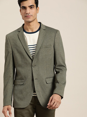 INVICTUS Self Design Single Breasted Casual Men Blazer(Green)