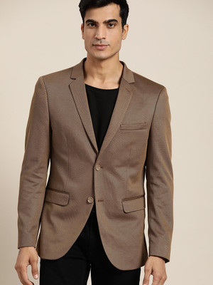 INVICTUS Solid Single Breasted Casual Men Blazer(Brown)