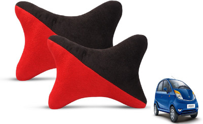 MOCKHE Black, Red Velvet Car Pillow Cushion for Tata(Rectangular, Pack of 2)