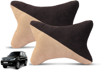 MOCKHE Black, Beige Velvet Car Pillow Cushion for Tata(Rectangular, Pack of 2)