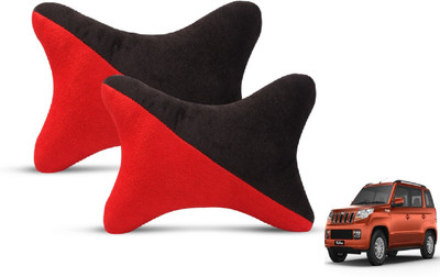 MOCKHE Black, Red Velvet Car Pillow Cushion for Mahindra(Rectangular, Pack of 2)