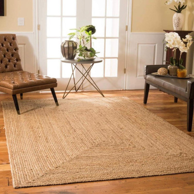 RAMAN TEXTILES Beige Jute Area Rug(3 ft,  X 6 ft, Rectangle)
