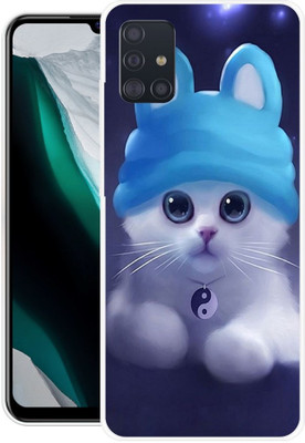 FITESTAR Back Cover for Samsung Galaxy A51(Blue, White, Grip Case, Silicon, Pack of: 1)