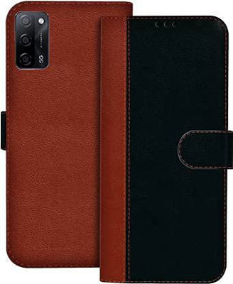 Mycos Flip Cover for Oppo A53s 5G(Black, Brown, Shock Proof, Pack of: 1)