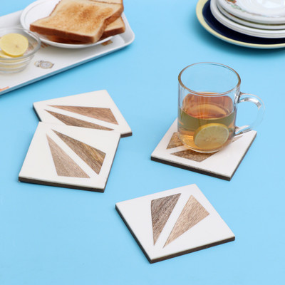 DULI Square Medium Density Fibreboard Coaster Set(Pack of 4)