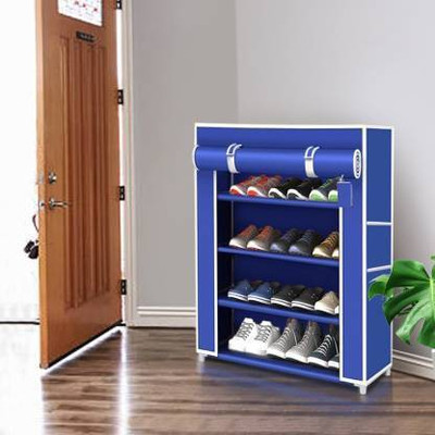 Palkolink 4 sleeves blue PVC pipe shoe rack Plastic Collapsible Shoe Stand(blue, 4 Shelves, DIY(Do-It-Yourself))